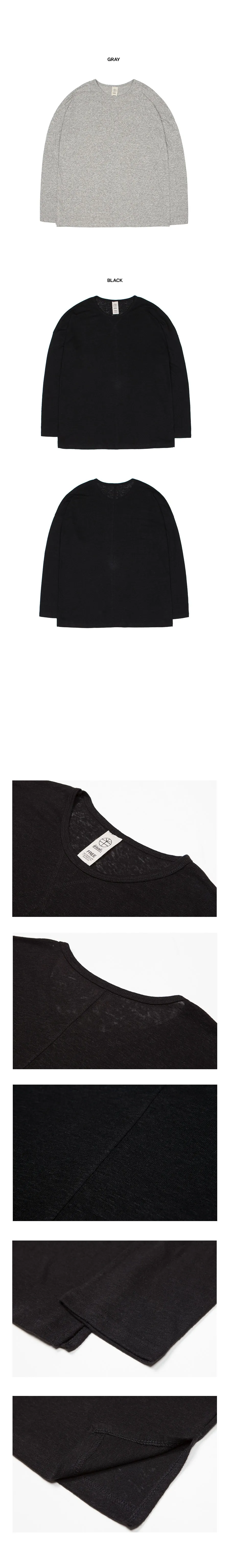 リネンブレンドロングスリーブTシャツ(ブラック) | 詳細画像5