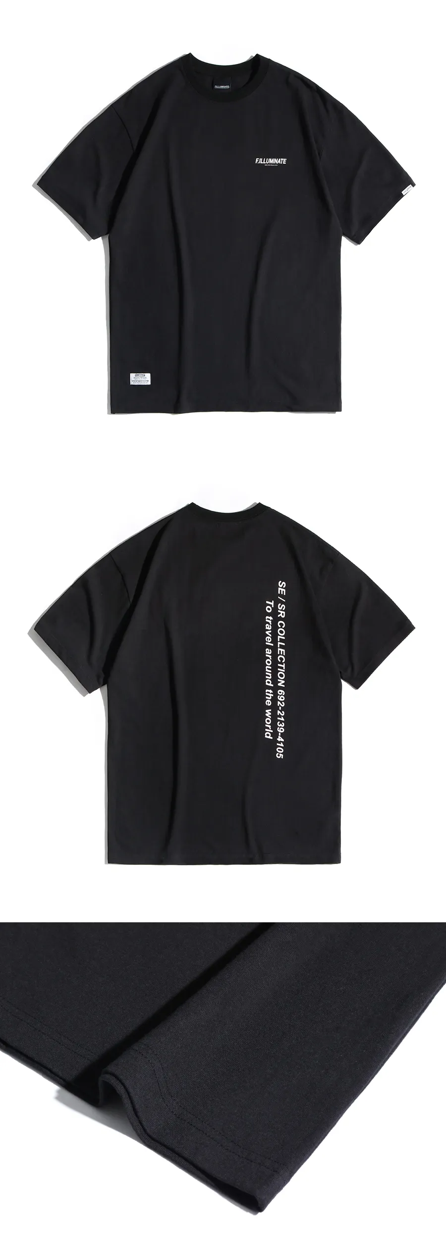 バーチカルレタリングTシャツ(ブラック) | 詳細画像7