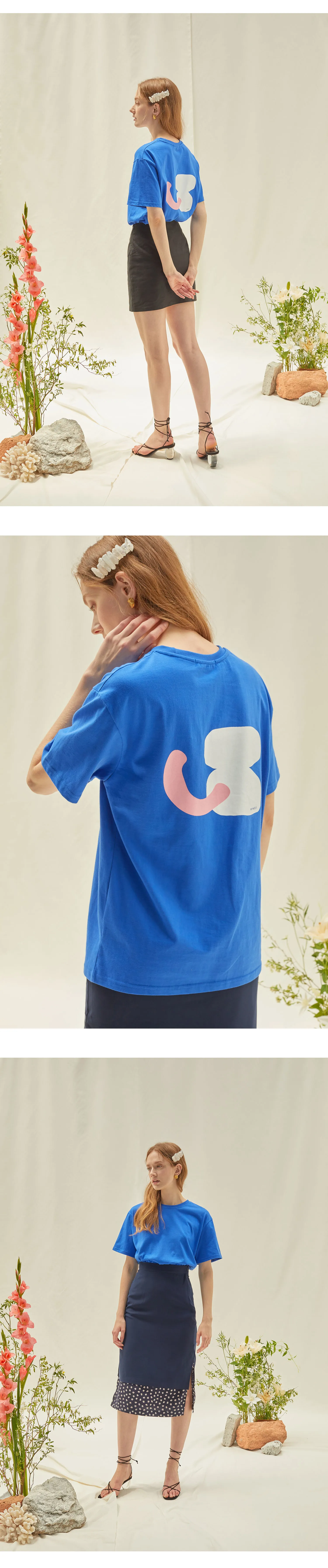バックプリントコットンTシャツ(ブルー) | 詳細画像4