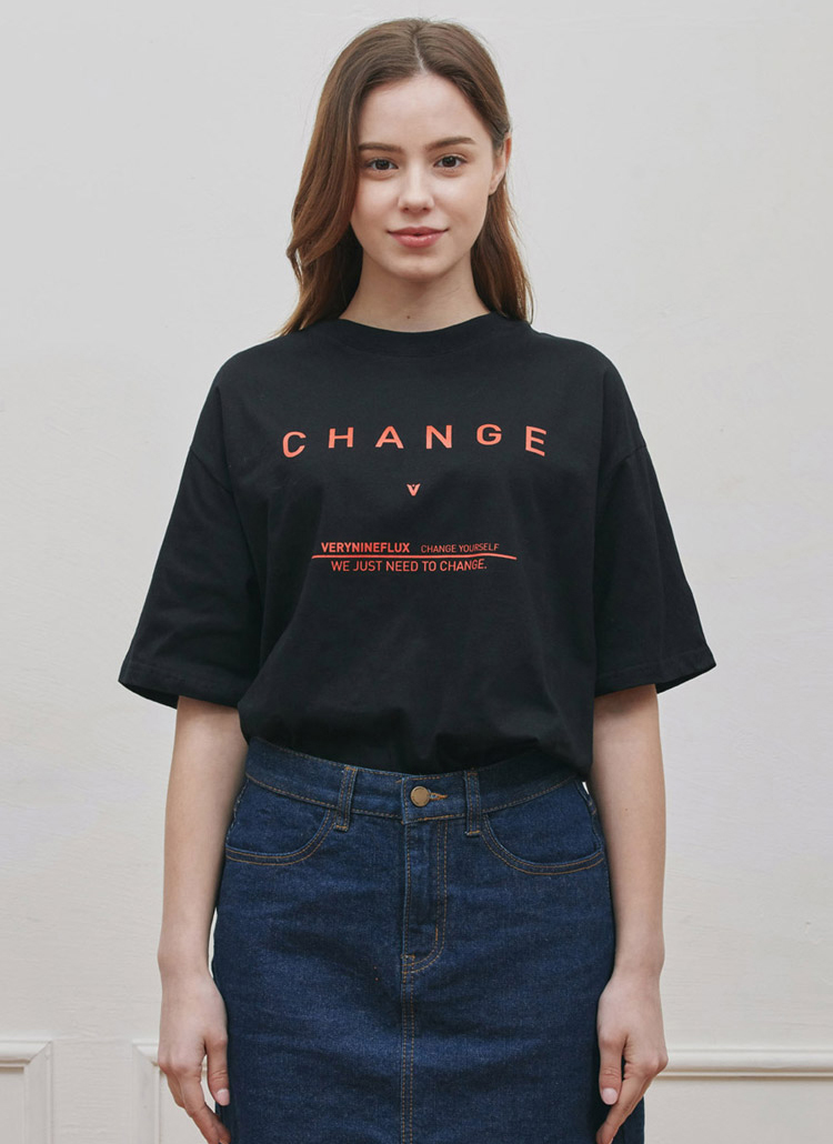 CHANGEレタリングTシャツ(BLACK) | 詳細画像1