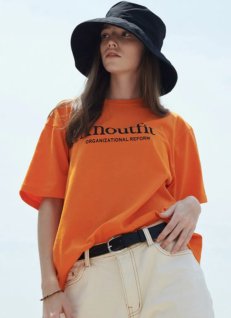 ユニセックスシグネチャーロゴTシャツ(オレンジ) | 詳細画像1
