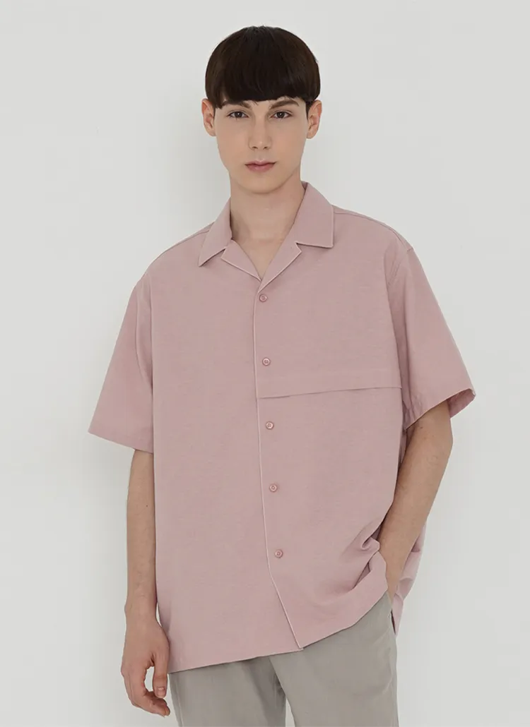 開襟ステッチボックスシャツ(ピンク) | 詳細画像1