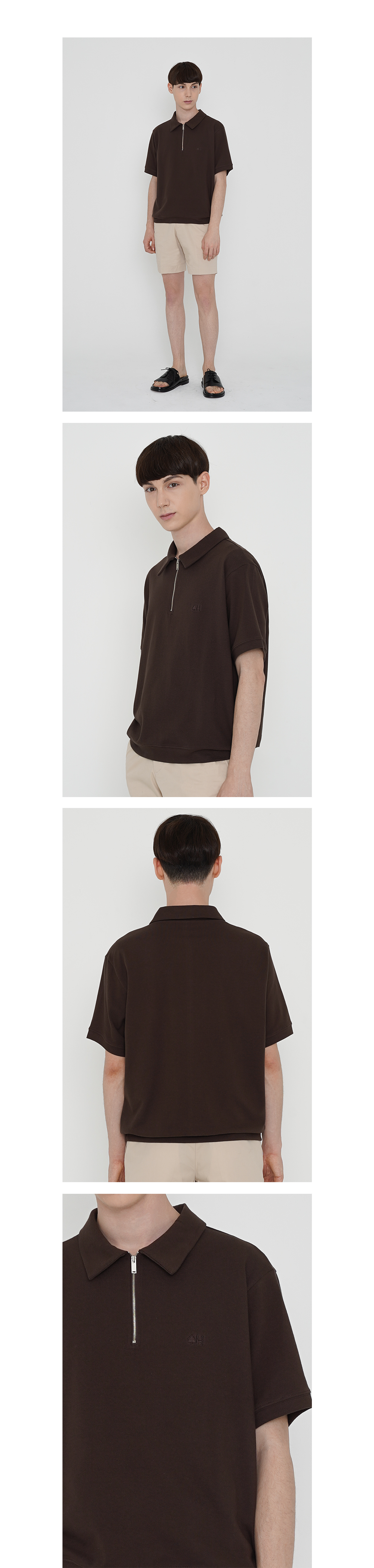 ハーフジップTシャツ(ブラウン) | 詳細画像6