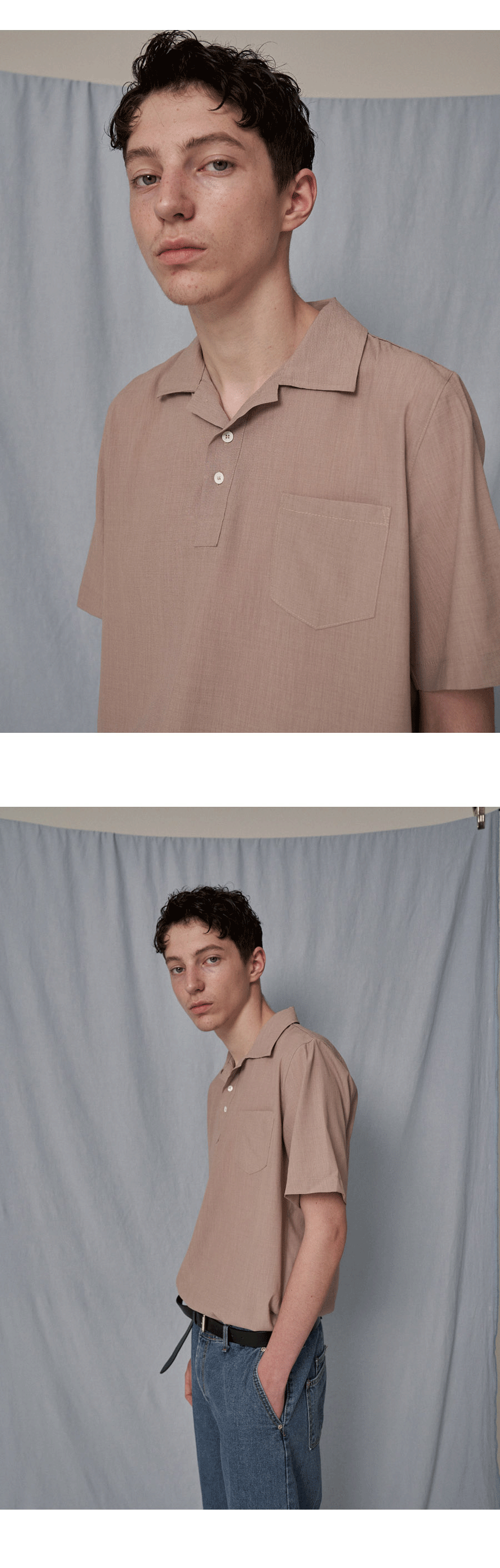 ボタンカラーポケットシャツ(ベージュ) | 詳細画像5