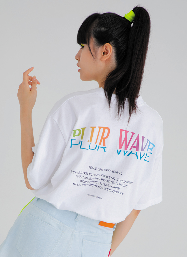 PLUR WAVE半袖Tシャツ(ホワイト) | 詳細画像1