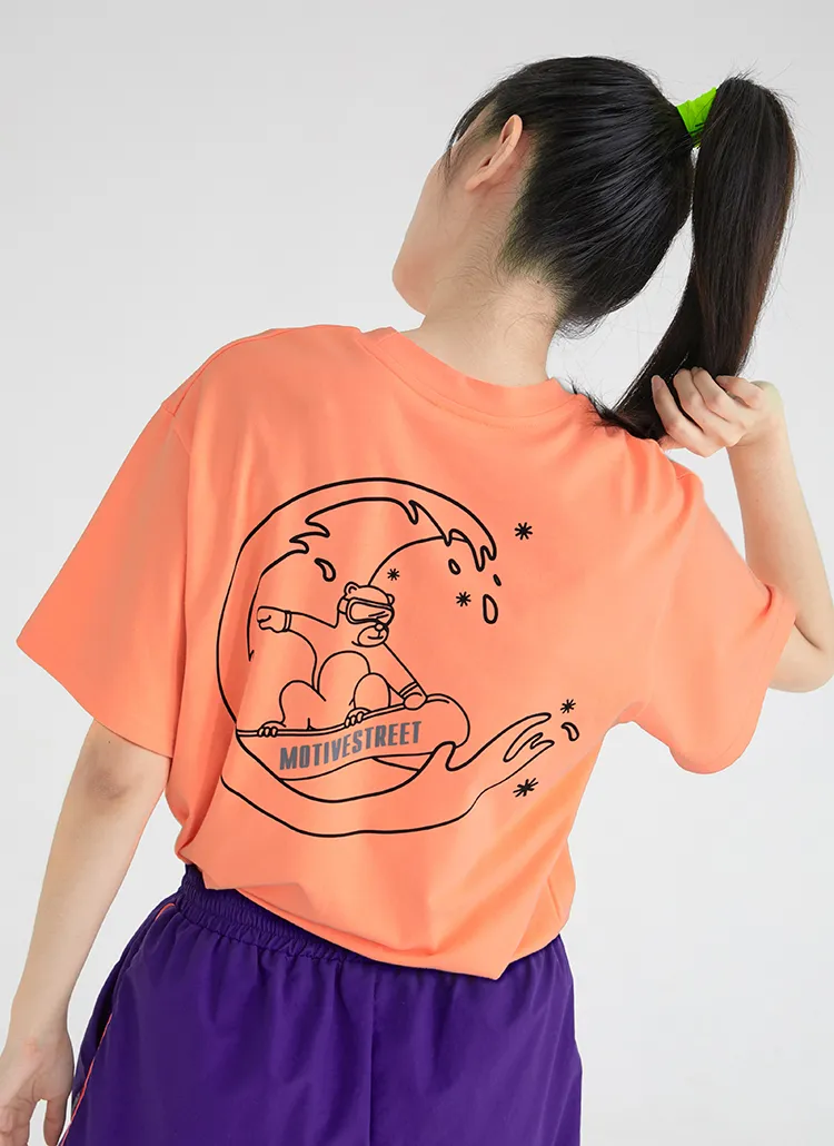 ウェーブベアTシャツ(ネオンオレンジ) | 詳細画像1