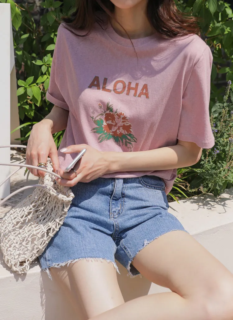 ALOHAプリントTシャツ | chichera | 詳細画像1