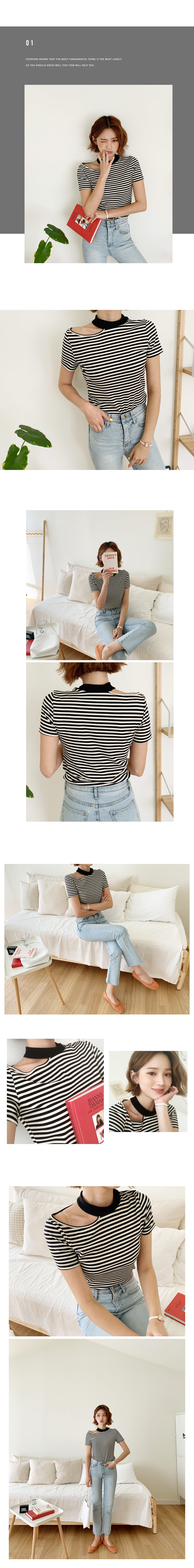 2TYPEショルダーカットTシャツ・全3色 | DHOLIC | 詳細画像2