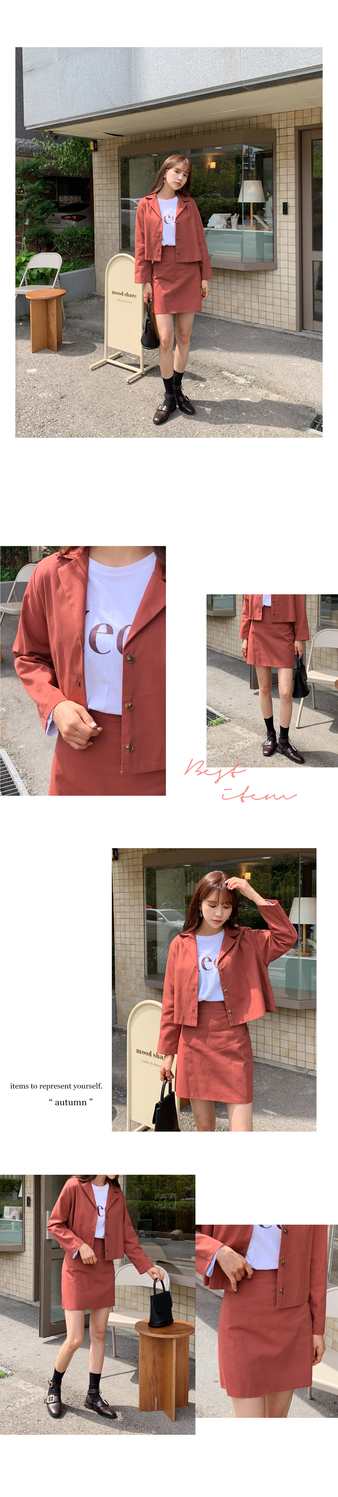 コットン開襟ジャケット&ミニスカートSET・全3色 | DHOLIC | 詳細画像2