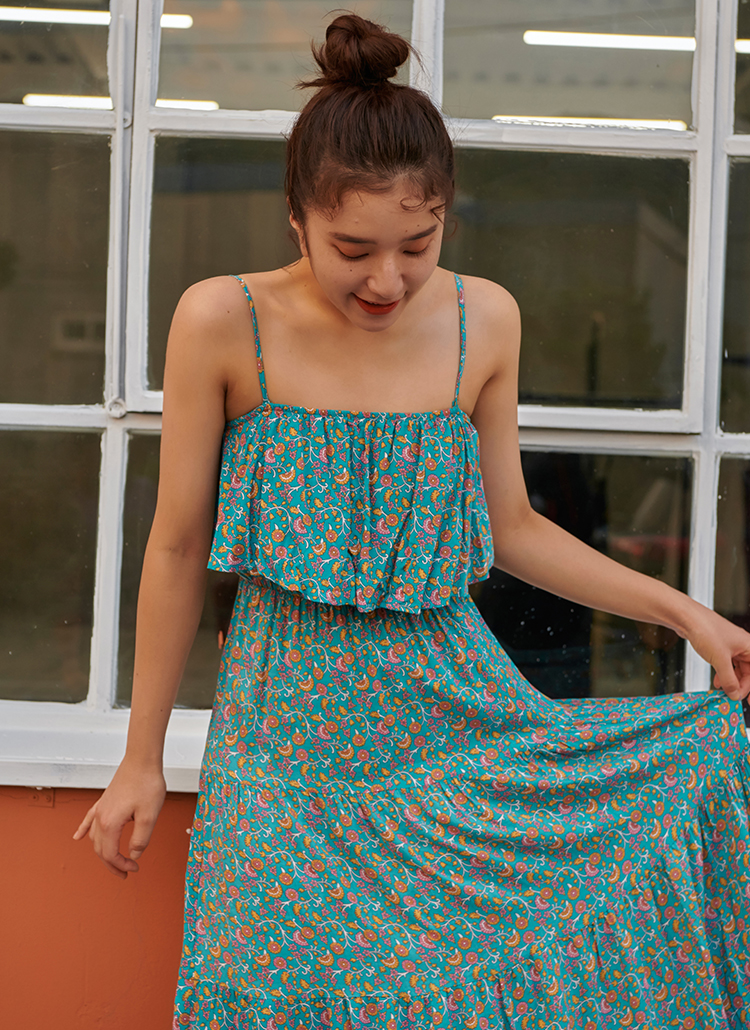 ラッフルノースリロングワンピース グリーン レディースファッション通販 Dholicディーホリック ファストファッション 水着 ワンピース