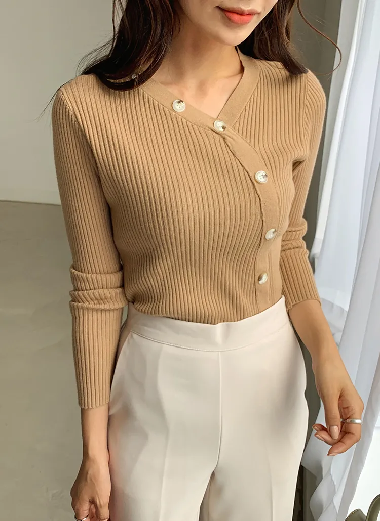 ダイアゴナルボタンニット・全2色 | DHOLIC | 詳細画像1