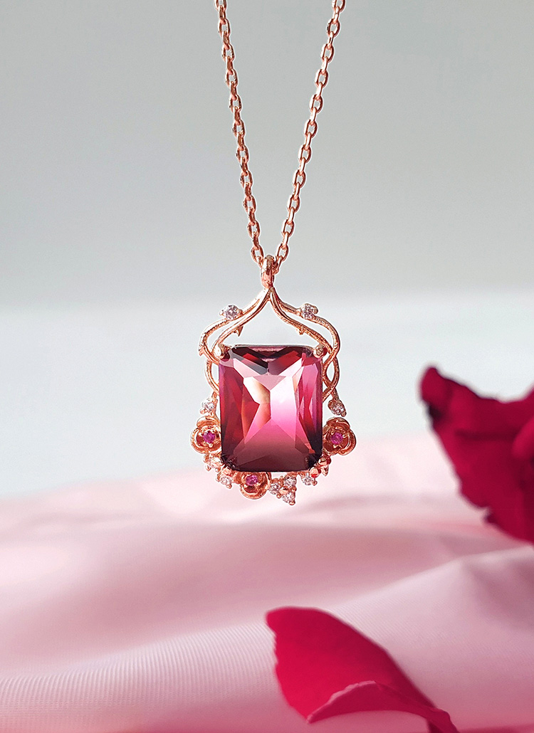ローズクリスタルネックレスピンクキラキラ春夏秋冬 アクセサリー ネックレス Wingbling ウィンブリング ファッション総合通販 Dholic
