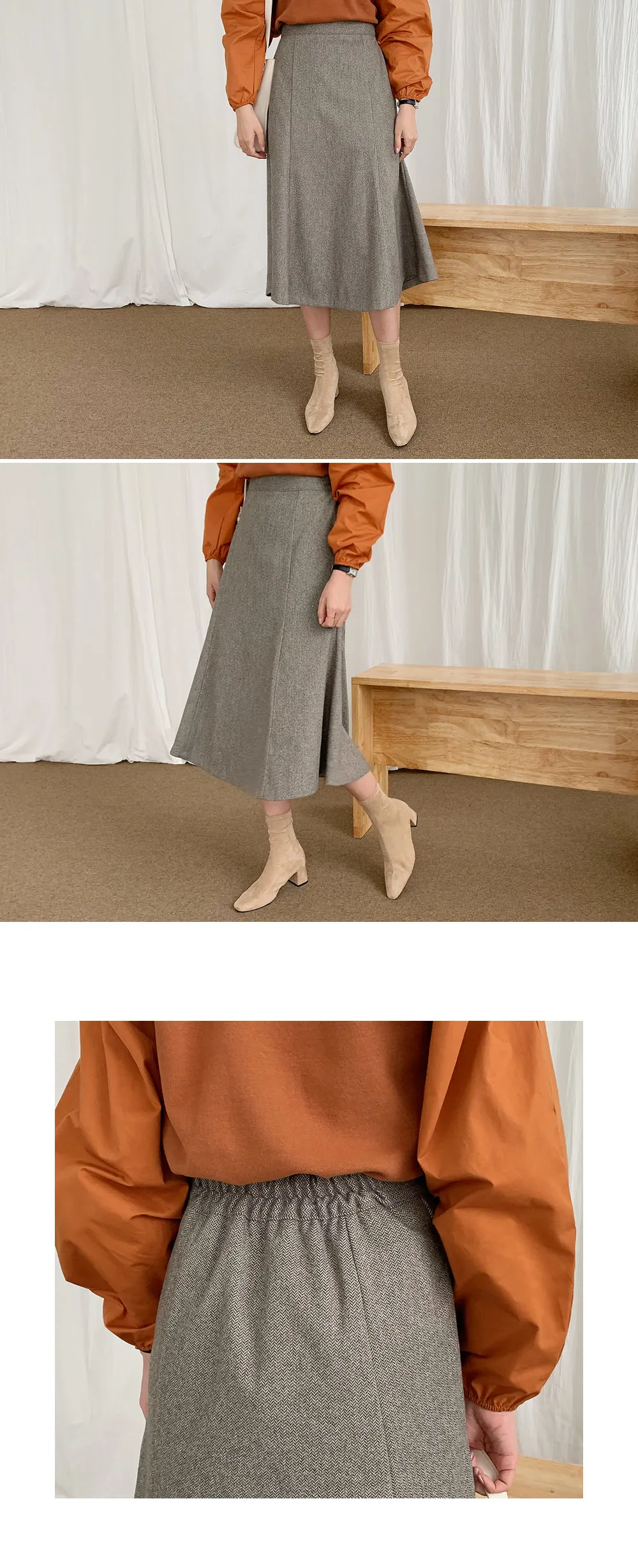 ヘリンボーンAラインスカート・全2色 | DHOLIC PLUS | 詳細画像2