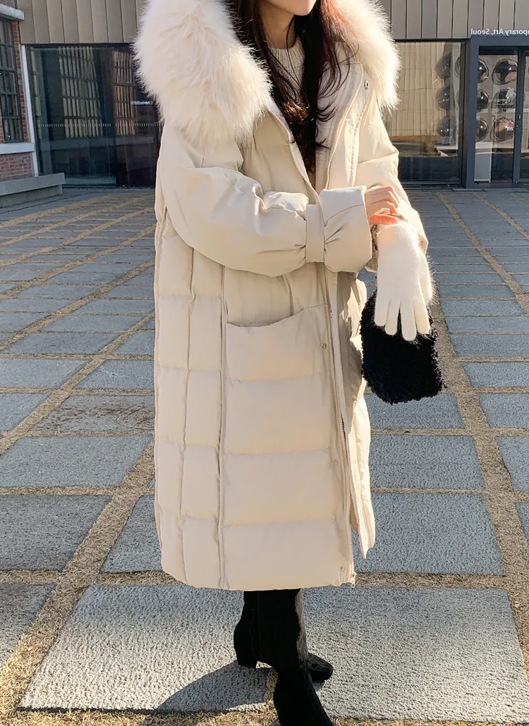 ファーラインフードロングダウンジャケット | レディースファッション  