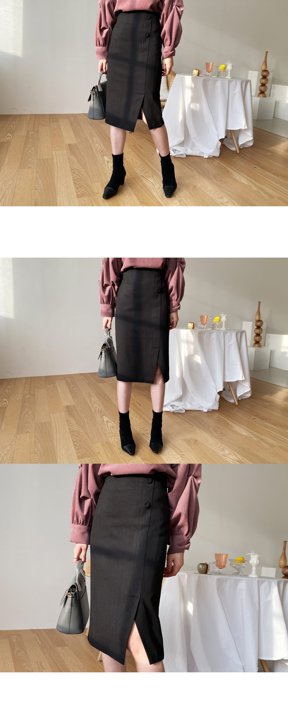 ボタンHラインスリットスカート・全3色 | DHOLIC PLUS | 詳細画像7