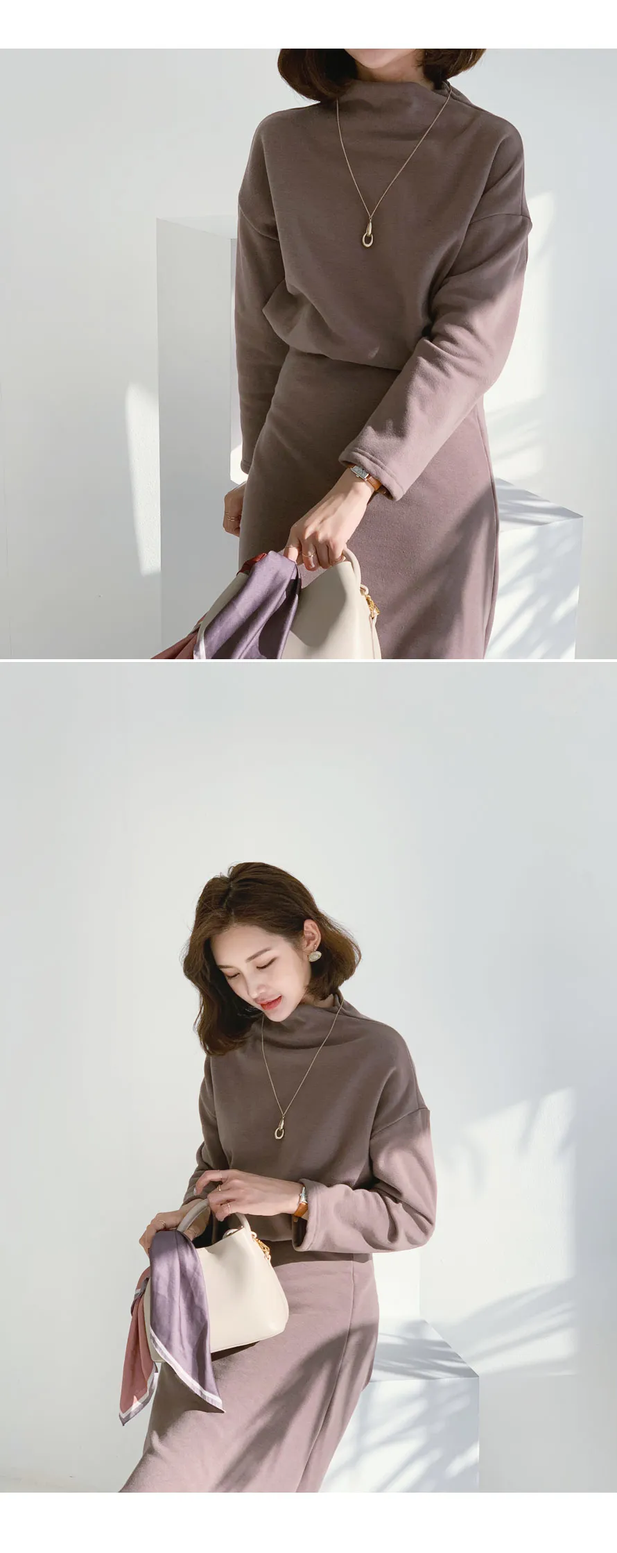 裏起毛ハーフネックTシャツ&フレアスカートSET・全3色 | DHOLIC PLUS | 詳細画像6