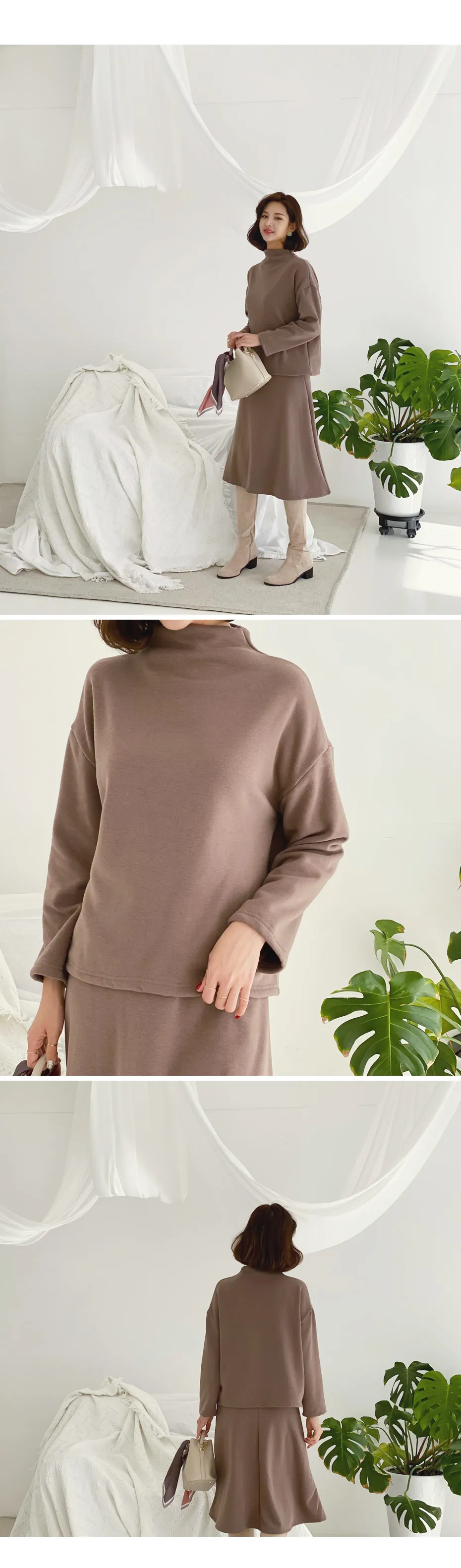 裏起毛ハーフネックTシャツ&フレアスカートSET・全3色 | DHOLIC PLUS | 詳細画像7
