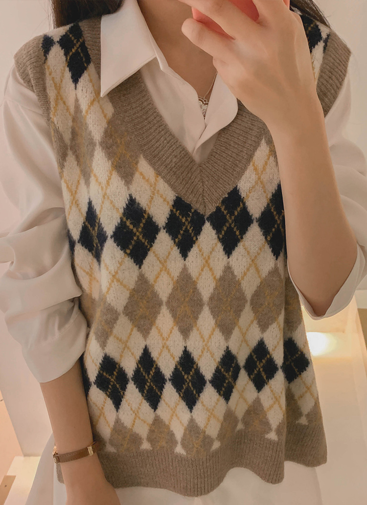 元のアーガイル ベスト レディース 人気のファッション画像