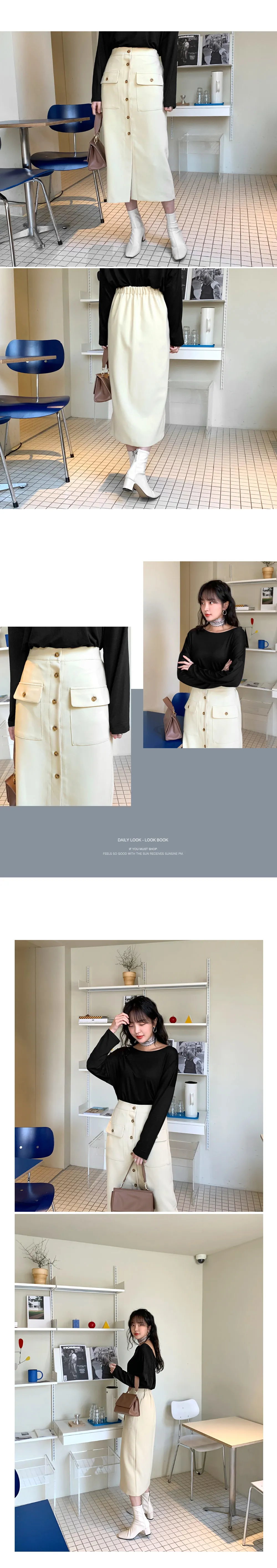 ポケットボタンHラインスカート・全3色 | DHOLIC | 詳細画像2