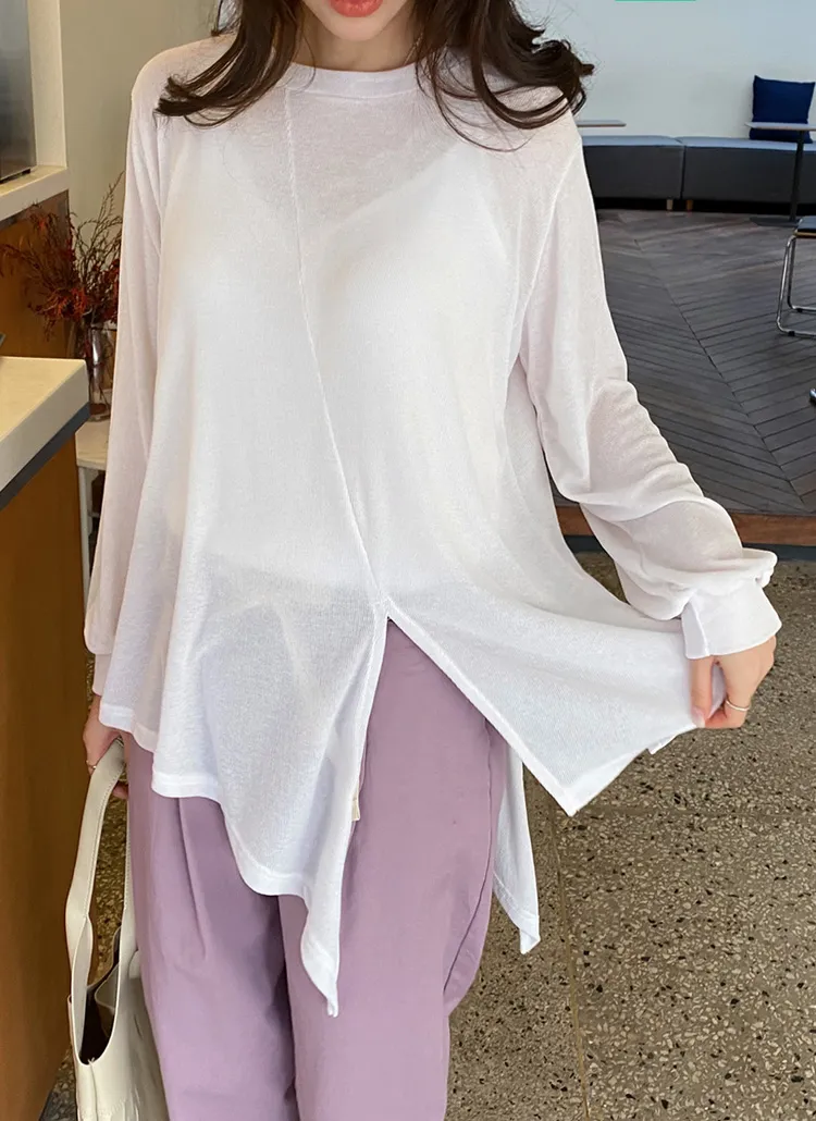 スリットアンバランスTシャツ・全3色 | DHOLIC PLUS | 詳細画像1