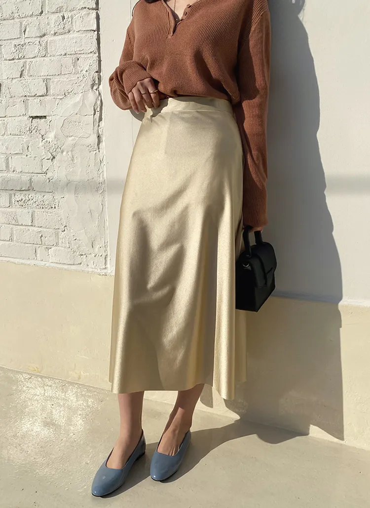 フレアサテンスカート・全4色 | DHOLIC PLUS | 詳細画像1