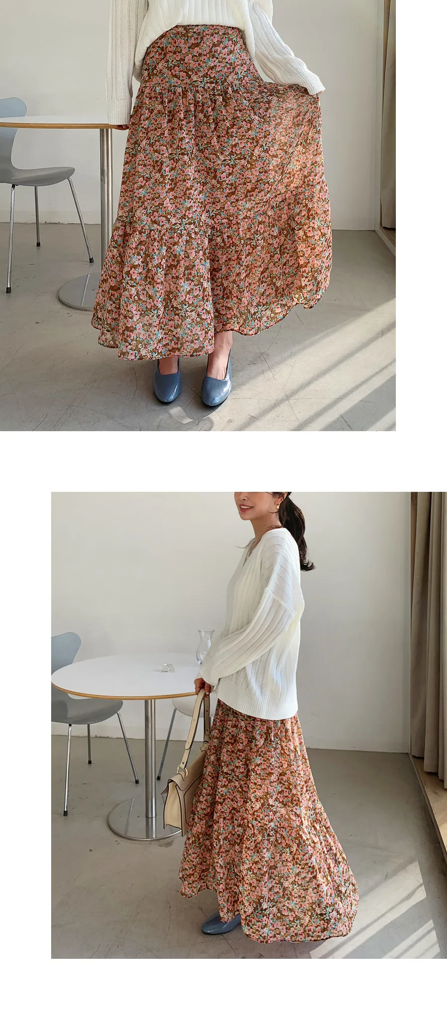 シフォンギャザー花柄スカート・全2色 | DHOLIC PLUS | 詳細画像6
