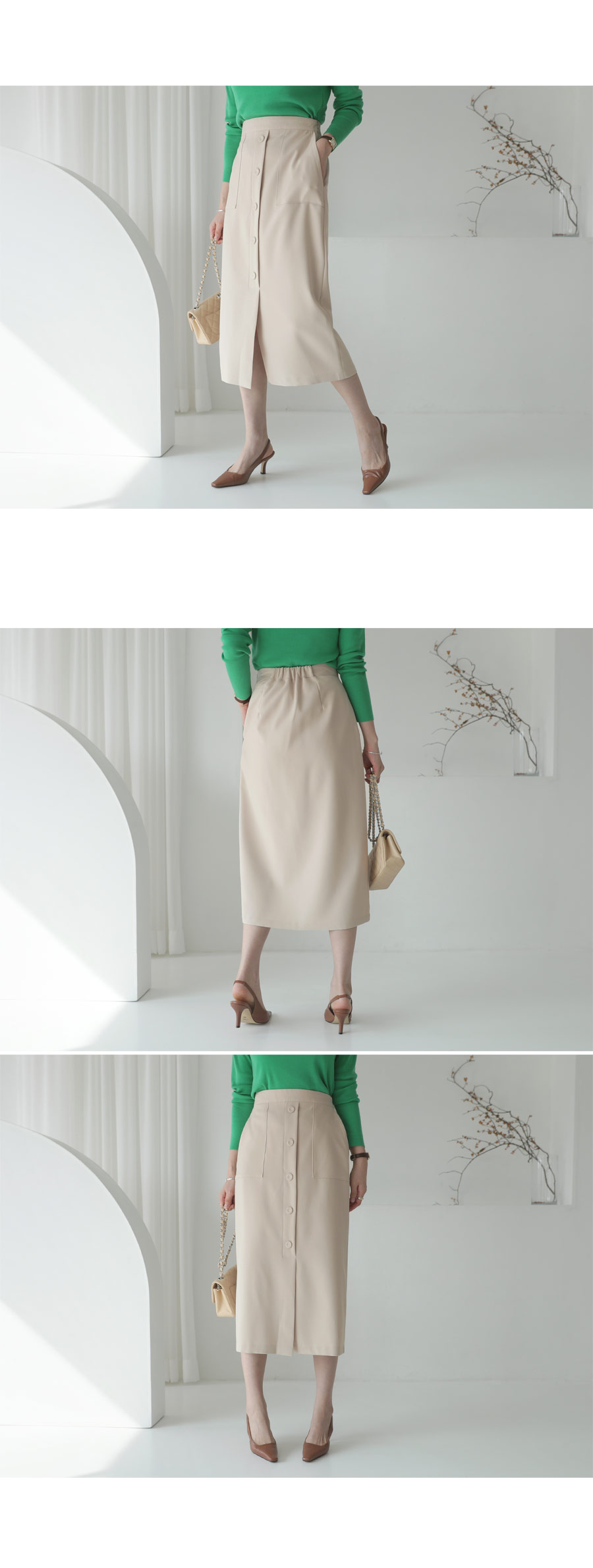 フェイクボタンHラインスカート・全3色 | DHOLIC PLUS | 詳細画像2