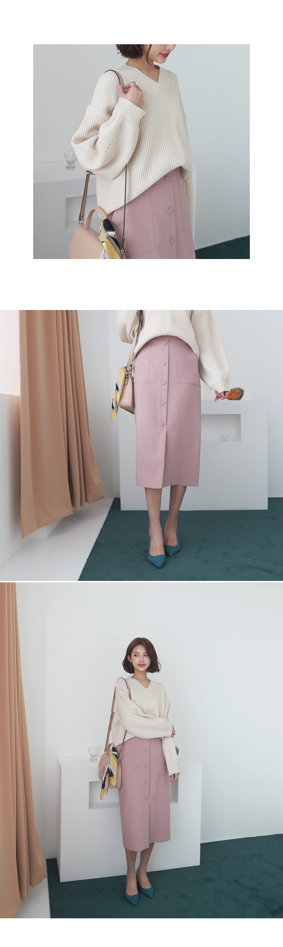 フェイクボタンHラインスカート・全3色 | DHOLIC PLUS | 詳細画像8