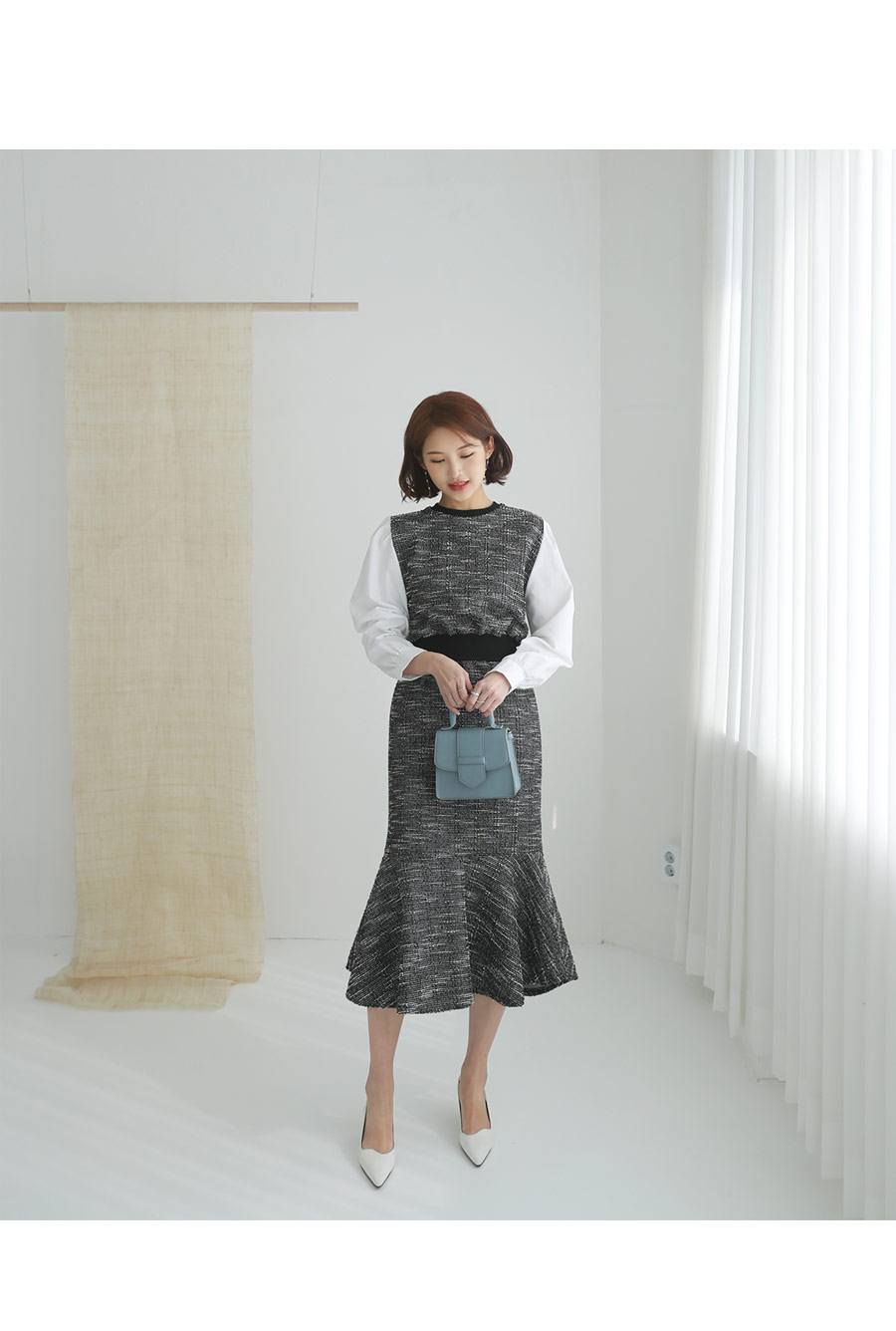 コントラストツイードワンピース・全2色 | DHOLIC PLUS | 詳細画像2