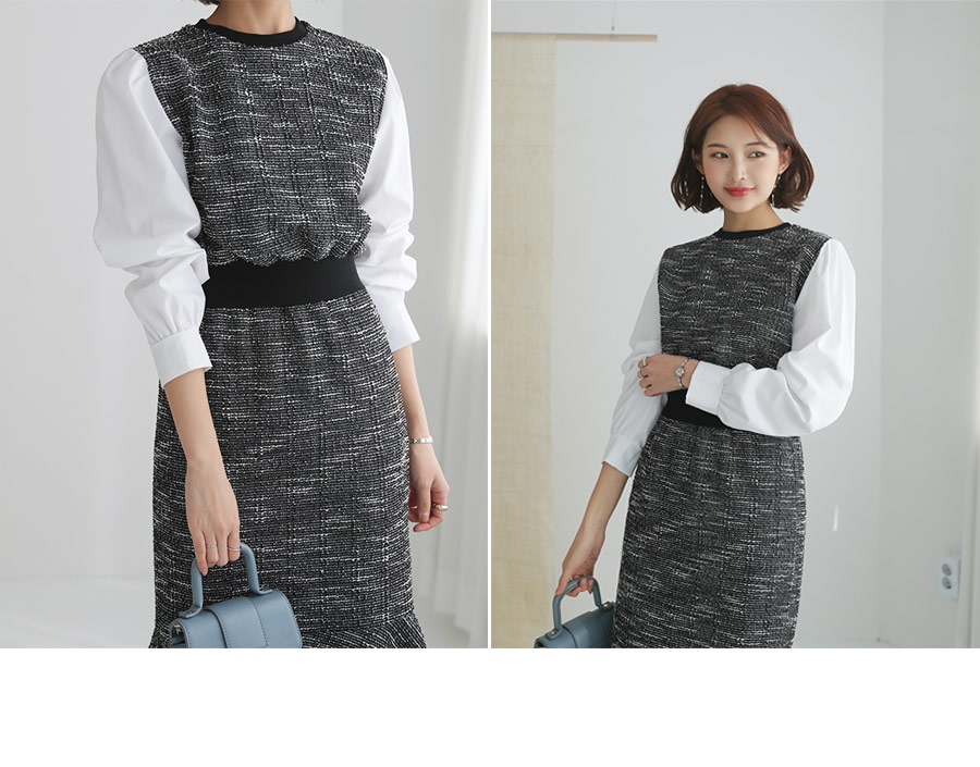 コントラストツイードワンピース・全2色 | DHOLIC PLUS | 詳細画像4