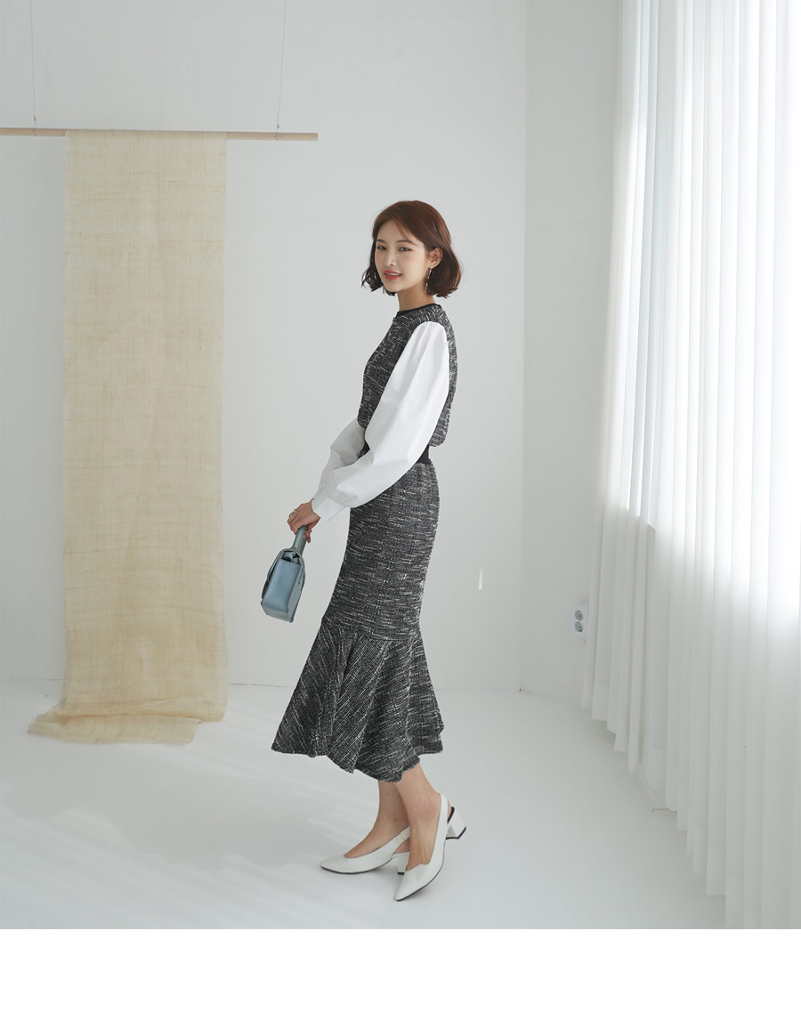 コントラストツイードワンピース・全2色 | DHOLIC PLUS | 詳細画像5