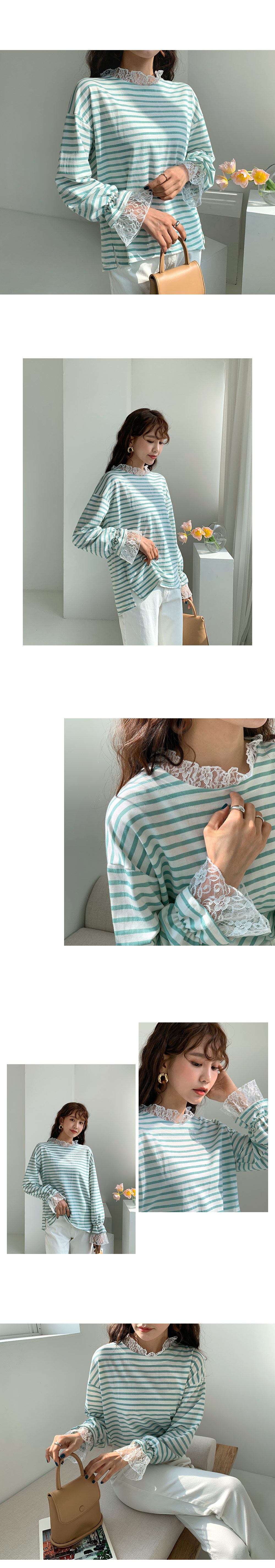 レースヘムボーダーTシャツ・全3色 | DHOLIC | 詳細画像2