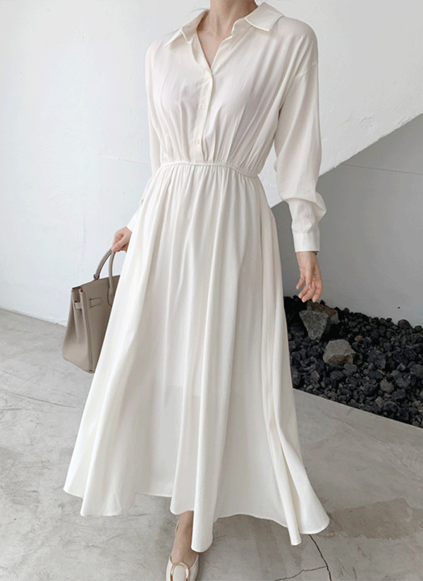 ウエストゴムロングシャツワンピース | レディースファッション通販  