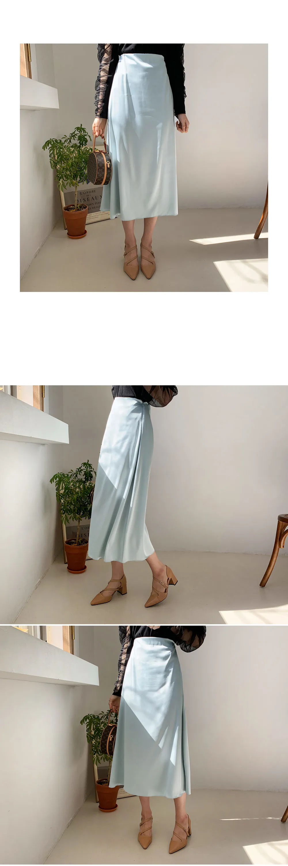 サテンAラインスカート・全3色 | DHOLIC | 詳細画像2
