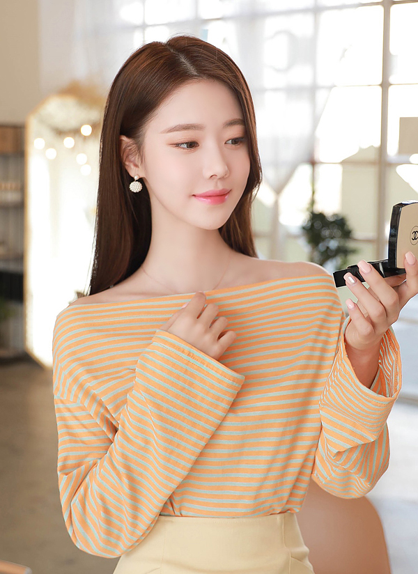 ボーダーボートネックtシャツ レディースファッション通販 Dholic