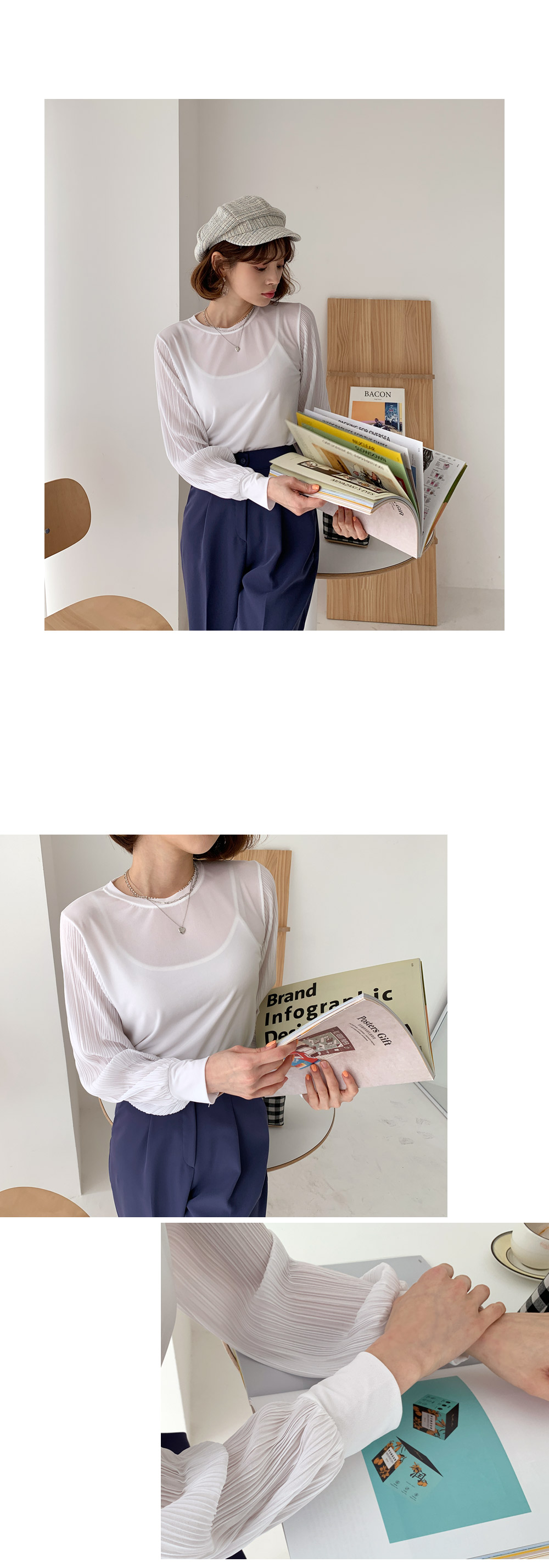 プリーツスリーブシアーTシャツ・全3色 | DHOLIC | 詳細画像2
