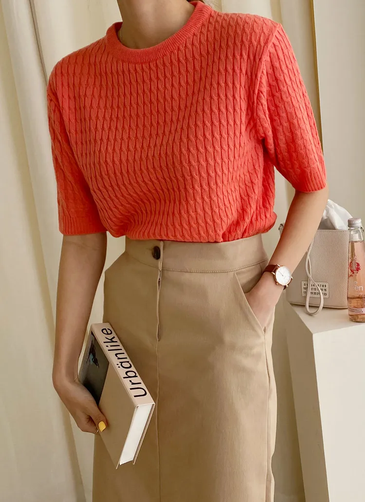 半袖ツイストラインニット | ontheriver | 詳細画像1