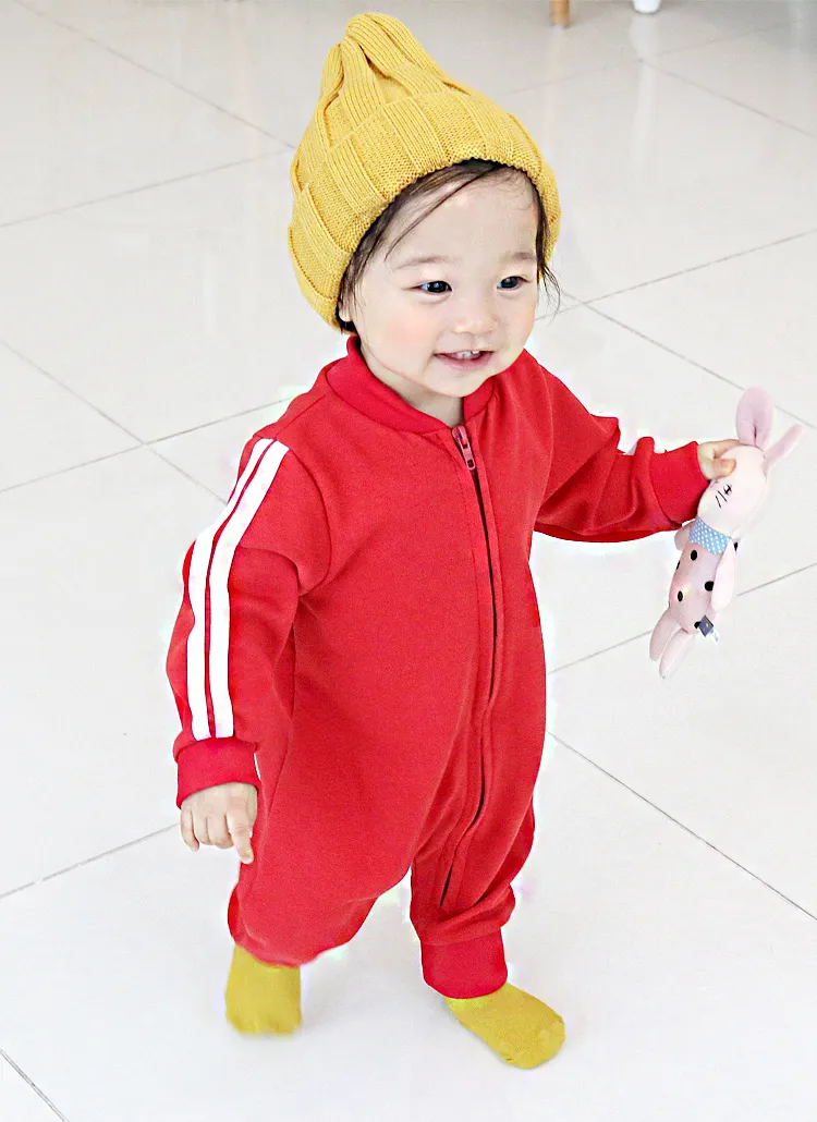 カラーラインジップアップロンパース | 詳細画像1