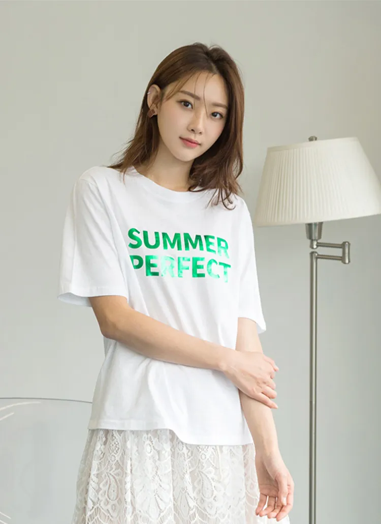 光沢レタリングTシャツ | nain | 詳細画像1