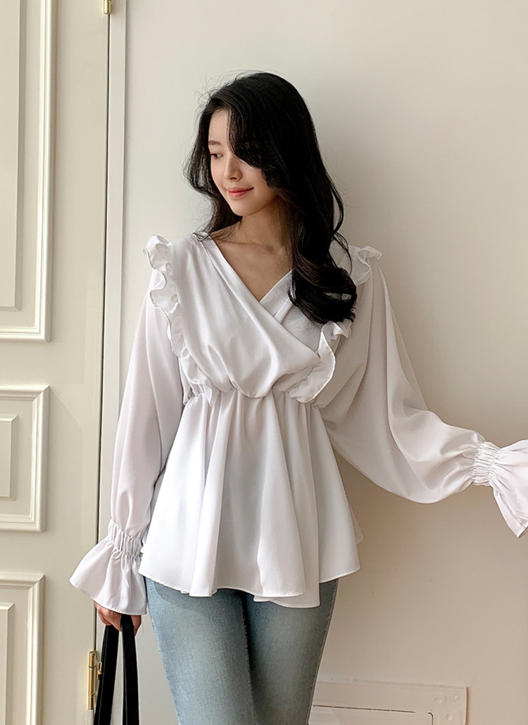 袖ゴムバンドフリルブラウス | レディースファッション通販 - DHOLIC