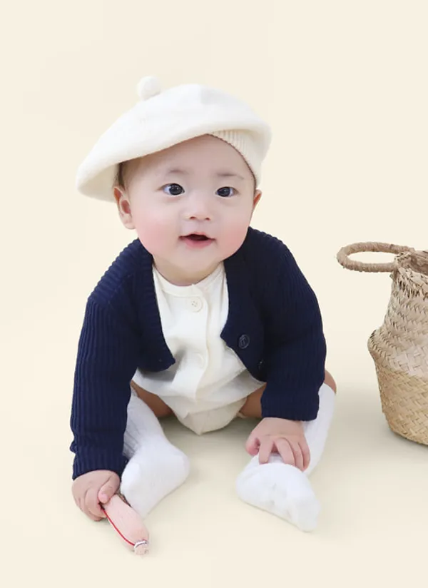 ラウンドネックカーディガン(ネイビー) | 詳細画像1