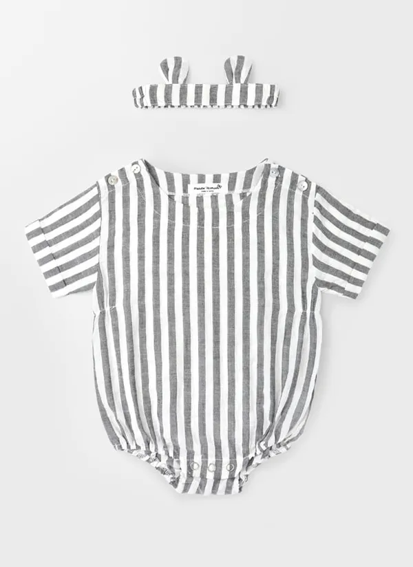 ヘアバンド付ストライプボディスーツ | 詳細画像1