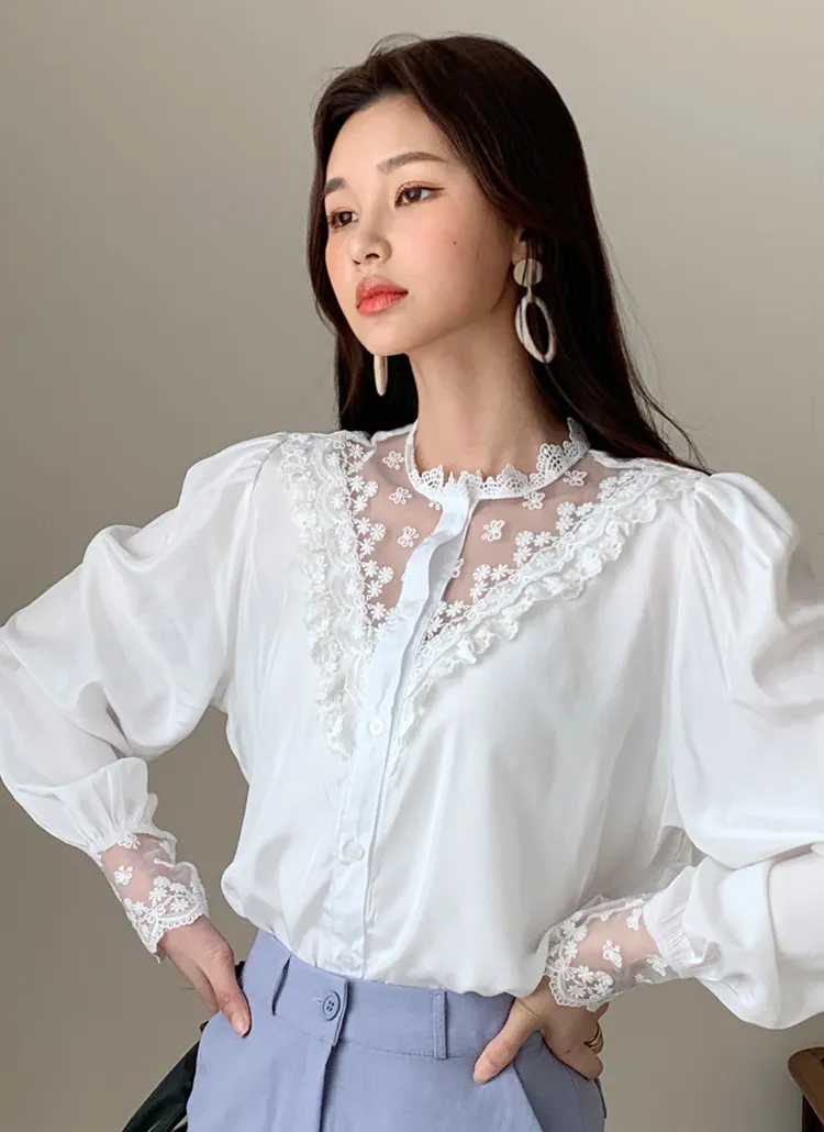 シアーレースポイントブラウス・全2色 | DHOLIC | 詳細画像1