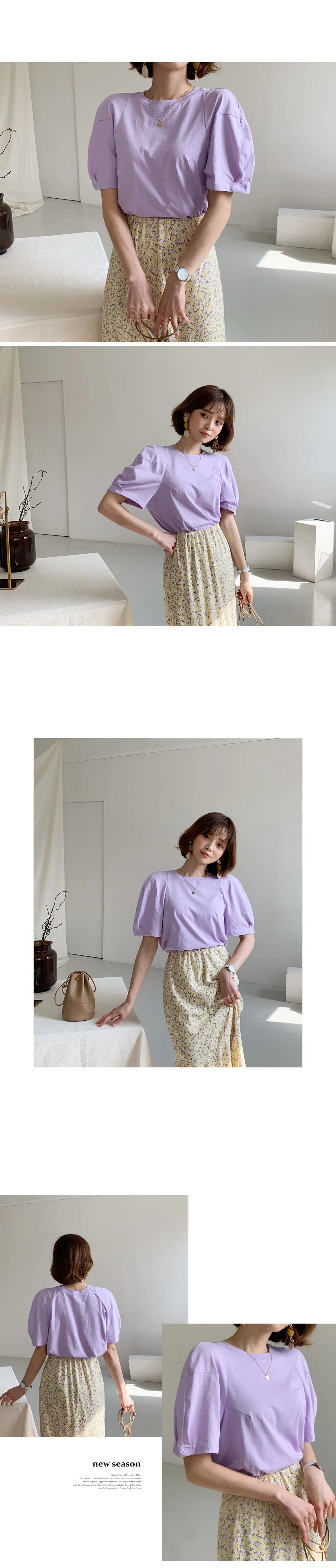 ラウンドネックパフTシャツ・全4色 | DHOLIC | 詳細画像2