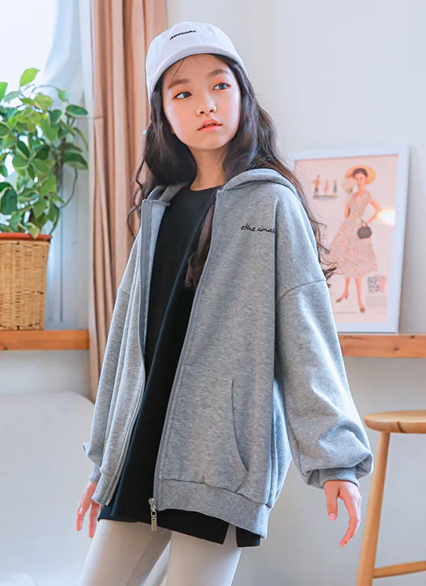 英字フルジップパーカー(ミックスグレー) | 詳細画像1