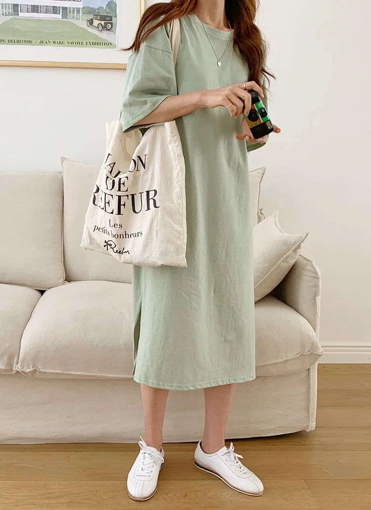 半袖スリットロングワンピース | ontheriver | 詳細画像1