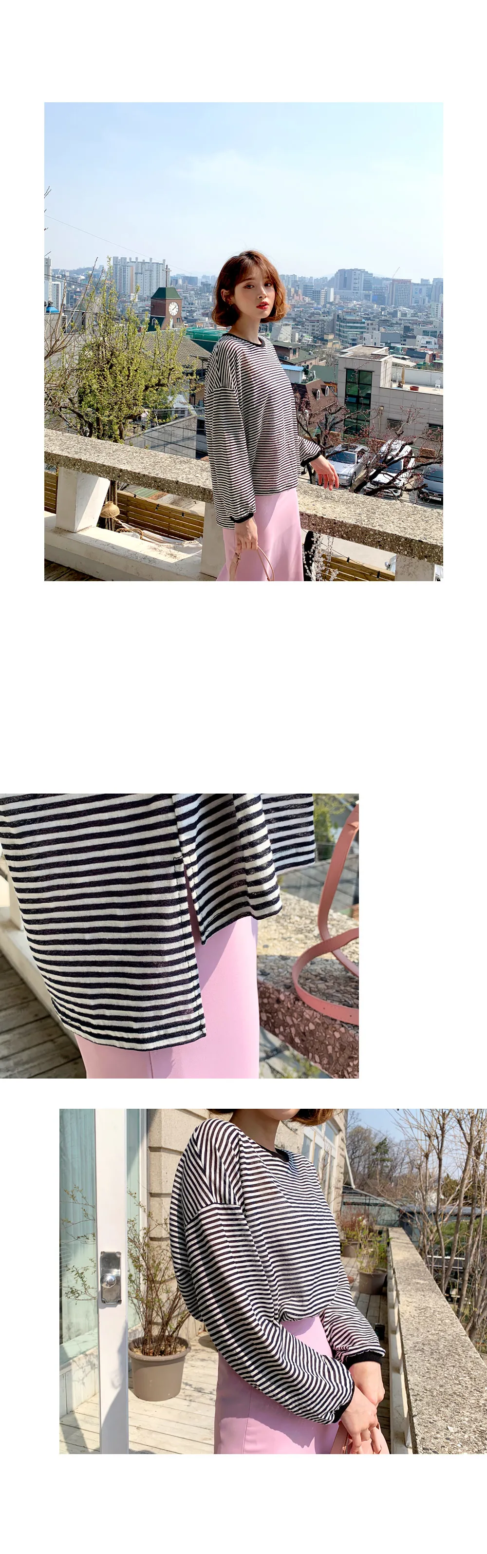 ルーズフィットボーダーTシャツ・全4色 | DHOLIC | 詳細画像3