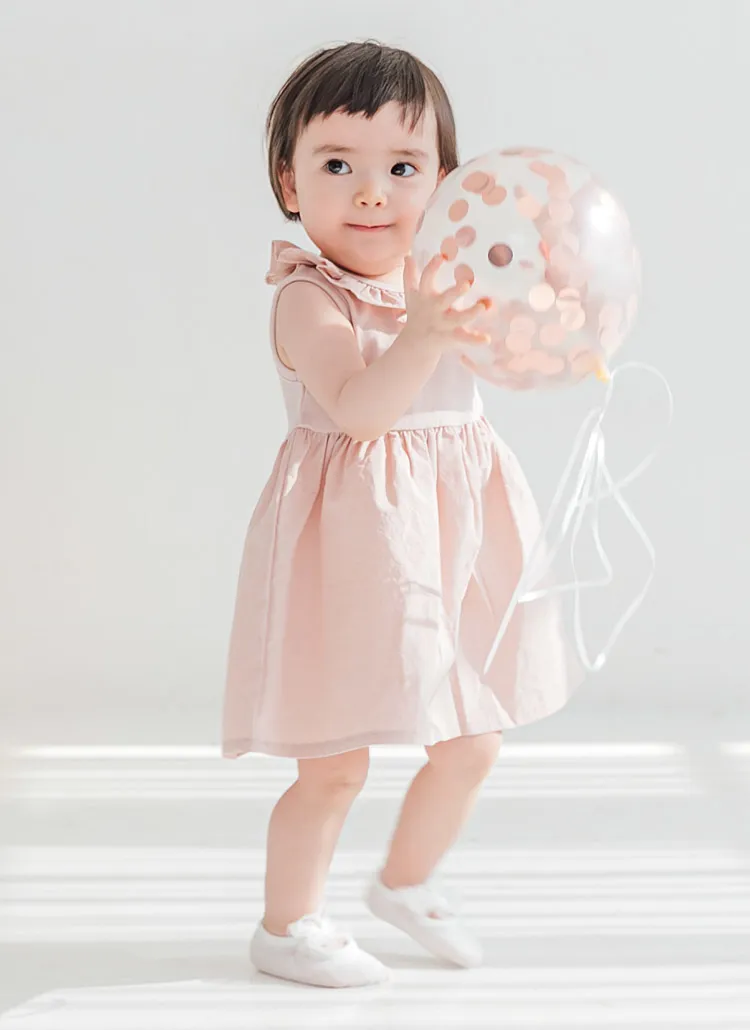 フリルネックノースリワンピース(ピンク) | 詳細画像1