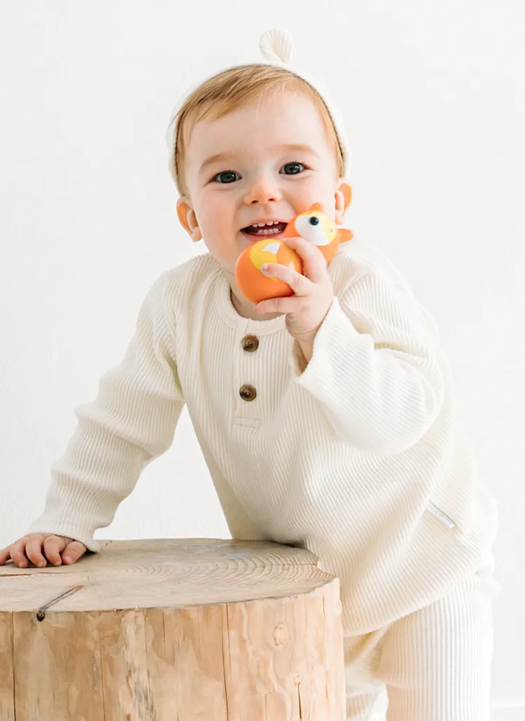 ヘンリーネックリブTシャツ(クリーム) | 詳細画像1