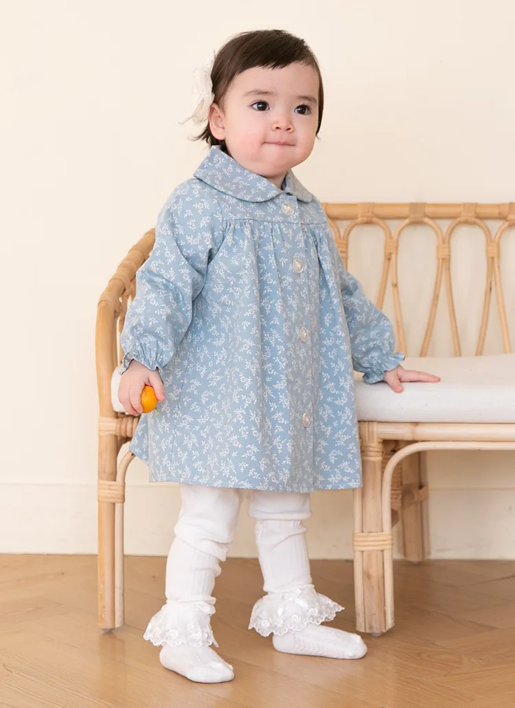 リーフ柄ラウンドカラーコート(ブルー) | 詳細画像1